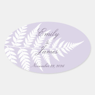 Sticker Ovale Douce Lavande Fougère Blanche Bois Raffiné
