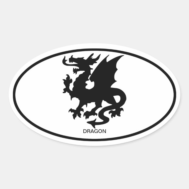 Sticker Ovale Dragon asiatique (Devant)