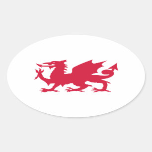 Sticker Ovale Dragon gallois rouge