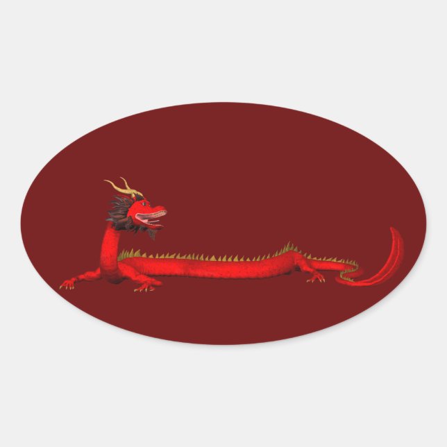 Sticker Ovale Dragon rouge (Devant)