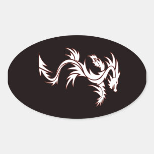 Sticker Ovale Dragon rougeoyant