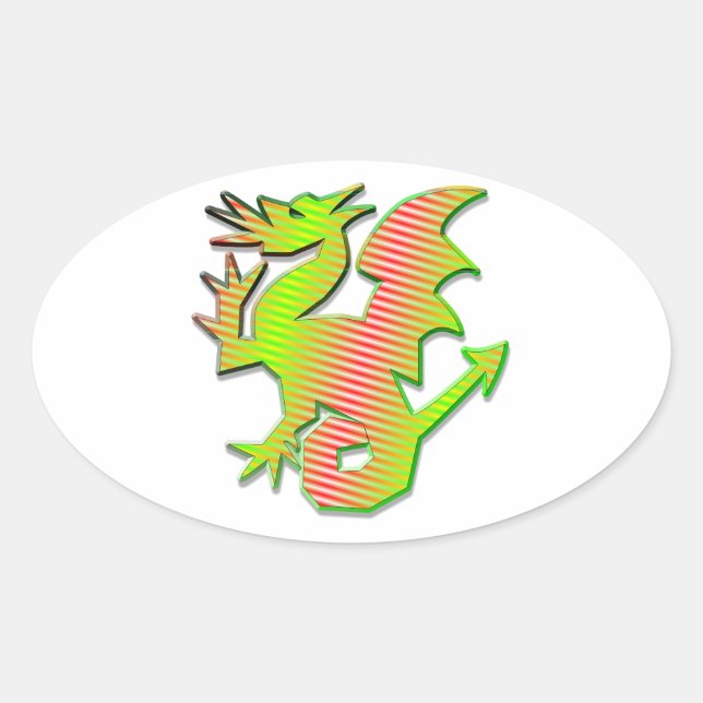 Sticker Ovale Dragon stylisé (Devant)