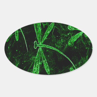 Sticker Ovale Dragonlies Neon Green