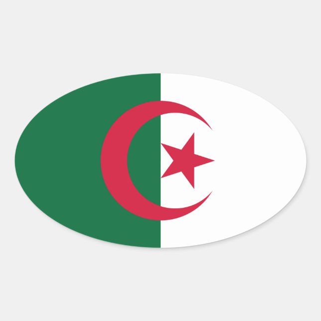 Sticker Ovale Drapeau Algérie (Devant)