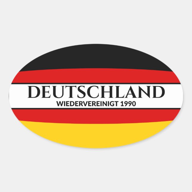 Sticker Ovale Drapeau allemand 1990 de Deutschland Wiedervereini (Devant)