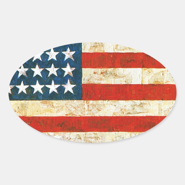 Sticker Ovale Drapeau Américain (Devant)