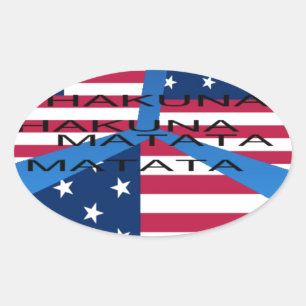 Sticker Ovale Drapeau américain avec Hakuna Matata : Design patr