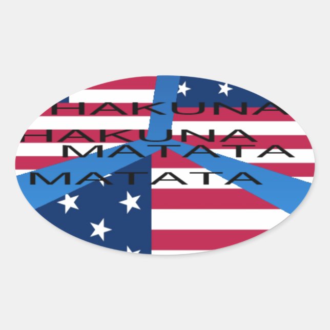 Sticker Ovale Drapeau américain avec Hakuna Matata : Design patr (Devant)