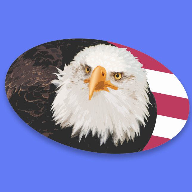 Sticker Ovale Drapeau américain de l'aigle patriotique touche l' (Large oval patriotic eagle sticker)