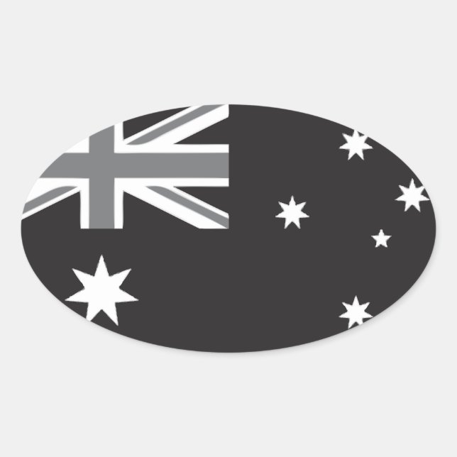 Sticker Ovale Drapeau australien noir et blanc (Devant)