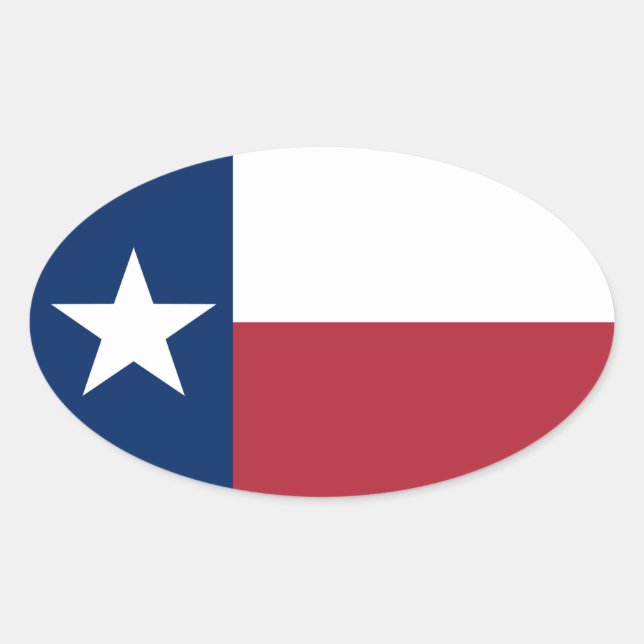 Sticker Ovale Drapeau blanc rouge du Texas (Devant)