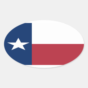 Sticker Ovale Drapeau blanc rouge du Texas