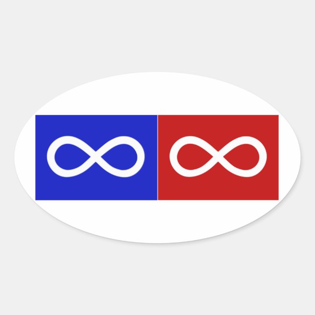 Sticker Ovale Drapeau bleu et rouge métis (Devant)