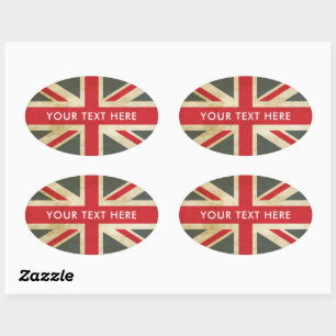 Sticker Ovale Drapeau britannique vintage Union Jack