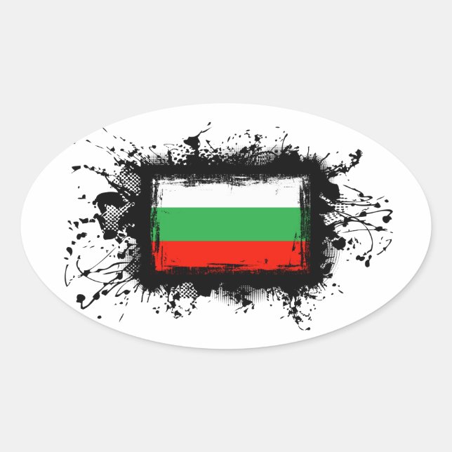 Sticker Ovale Drapeau Bulgarie (Devant)