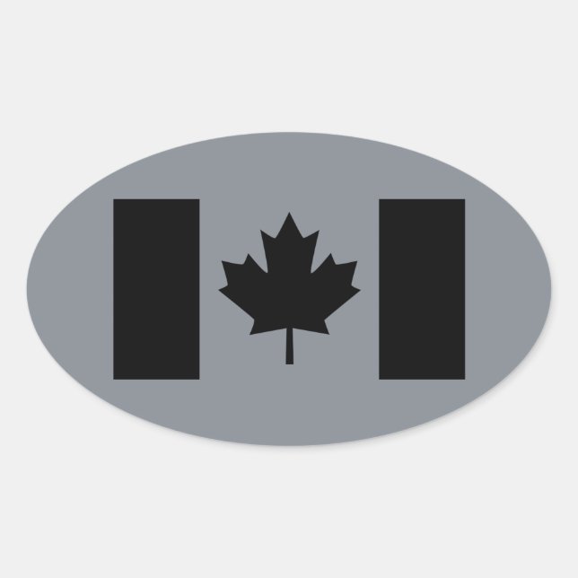 Sticker Ovale Drapeau canadien en noir (Devant)