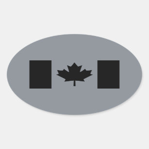 Sticker Ovale Drapeau canadien en noir