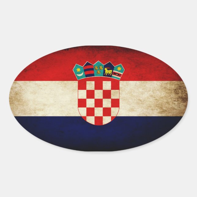 Sticker Ovale Drapeau Croatie (Devant)