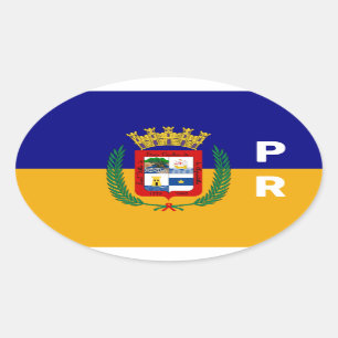 Sticker Ovale Drapeau d'Aguadilla, Porto Rico