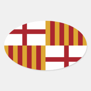 Sticker Ovale Drapeau de Barcelone (Espagne)