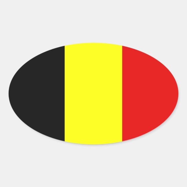 Sticker Ovale Drapeau de Belgique (Devant)