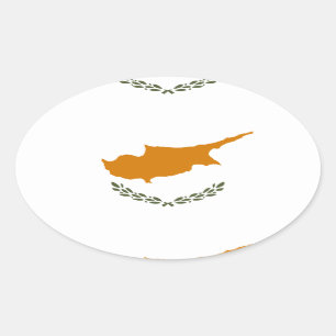 Sticker Ovale Drapeau de Chypre