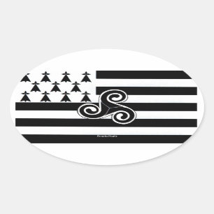 Sticker Ovale Drapeau de la Bretagne (Breton)