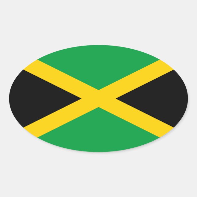 Sticker Ovale Drapeau de la Jamaïque (Devant)
