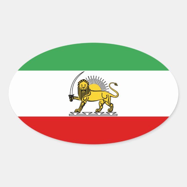 Sticker Ovale Drapeau de la monarchie constitutionnelle iranienn (Devant)