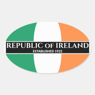 Sticker Ovale Drapeau de la République d'Irlande établi 1922 Tex