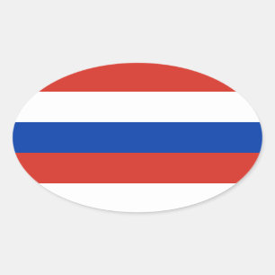 Sticker Ovale Drapeau de la Russie / Bleu blanc rouge