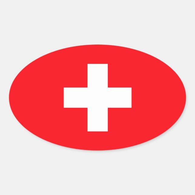 Sticker Ovale Drapeau de la Suisse (Devant)