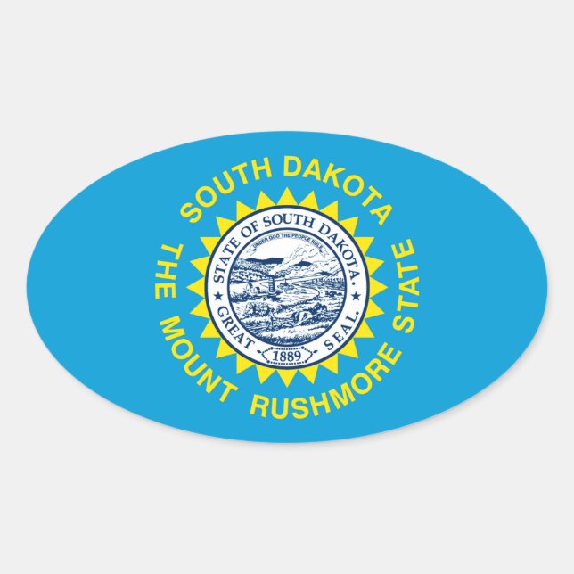 Sticker Ovale Drapeau de l'État du Dakota du Sud (Devant)