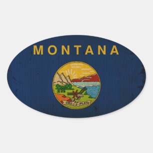 Sticker Ovale Drapeau de l'état du Montana VINTAGE.png