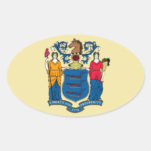 Sticker Ovale Drapeau de l'État du New Jersey