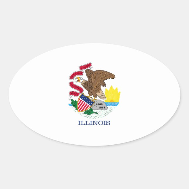 Sticker Ovale Drapeau de l'Illinois (Devant)
