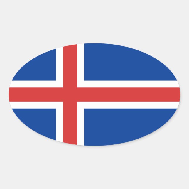 Sticker Ovale Drapeau de l'Islande (Devant)