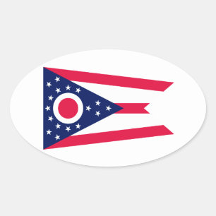 Sticker Ovale Drapeau de l'Ohio