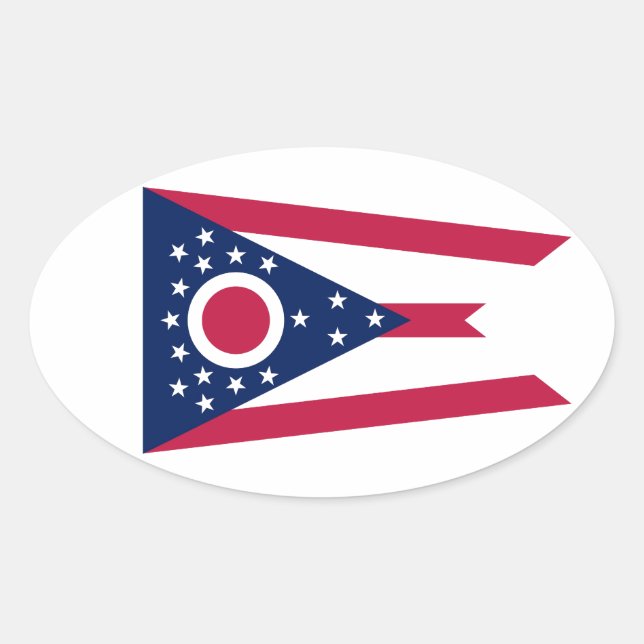 Sticker Ovale Drapeau de l'Ohio (Devant)