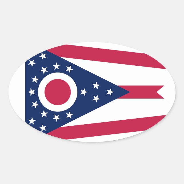 Sticker Ovale Drapeau de l'Ohio (Devant)