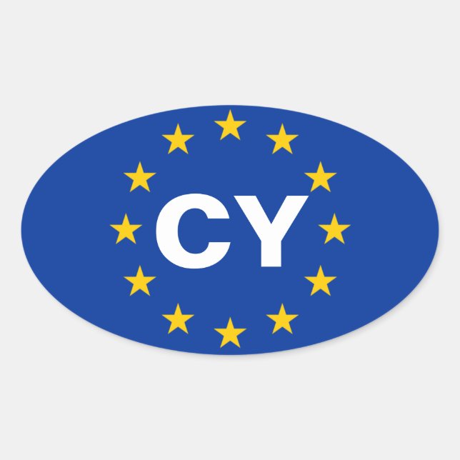 Sticker Ovale Drapeau de l'Union européenne "CY" à Chypre (Devant)