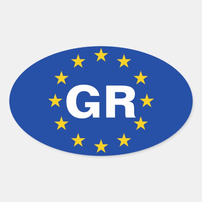 Sticker Ovale Drapeau de l'Union européenne de la Grèce "GR" (Devant)