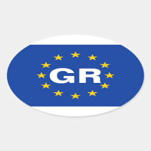 Sticker Ovale Drapeau de l'Union européenne de la Grèce "GR"
