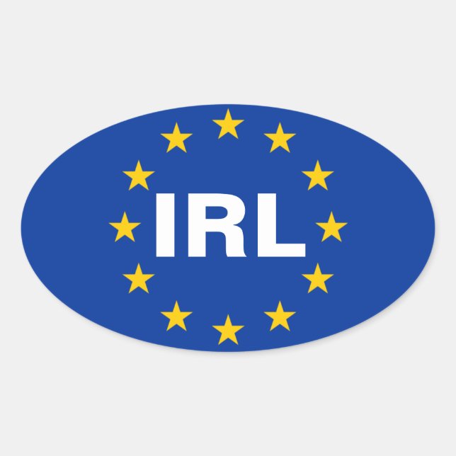 Sticker Ovale Drapeau de l'Union européenne "IRL" (Devant)