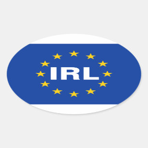 Sticker Ovale Drapeau de l'Union européenne "IRL"