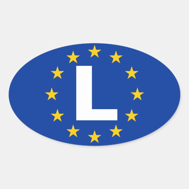 Sticker Ovale Drapeau de l'Union européenne "L" QUATRE Luxembour (Devant)