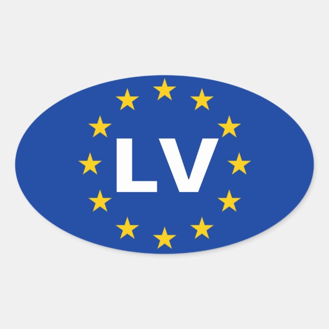 Sticker Ovale Drapeau de l'Union européenne "LV" de QUATRE Letto (Devant)