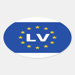 Sticker Ovale Drapeau de l'Union européenne "LV" de QUATRE Letto