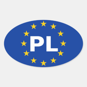 Sticker Ovale Drapeau de l'Union européenne "PL"
