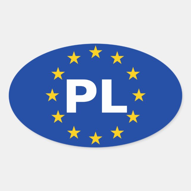Sticker Ovale Drapeau de l'Union européenne "PL" (Devant)